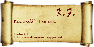 Kuczkó Ferenc névjegykártya