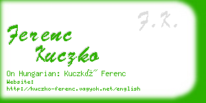 ferenc kuczko business card